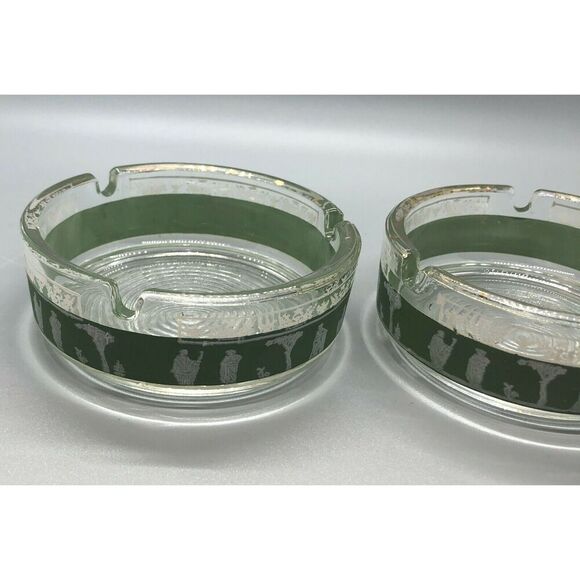Vintage Glass Ashtray with Greek "Hellenic" Design Set of 2 - Picture 2 of 9